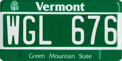 VT license plate WGL676
