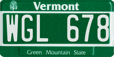 VT license plate WGL678