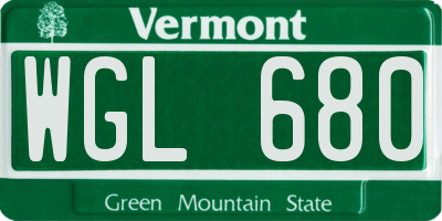 VT license plate WGL680