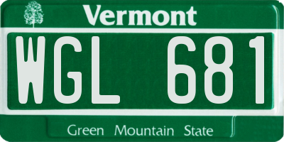 VT license plate WGL681