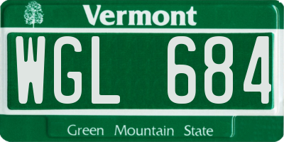 VT license plate WGL684