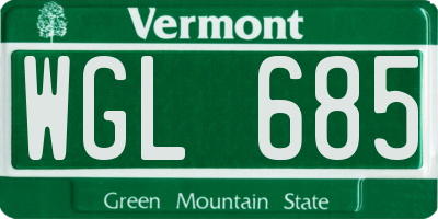 VT license plate WGL685