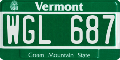 VT license plate WGL687
