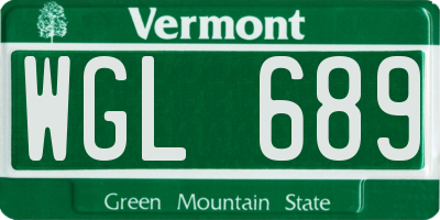 VT license plate WGL689