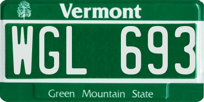VT license plate WGL693