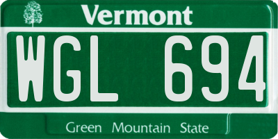 VT license plate WGL694