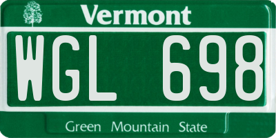 VT license plate WGL698