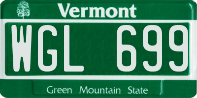 VT license plate WGL699