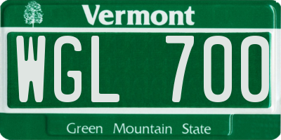 VT license plate WGL700