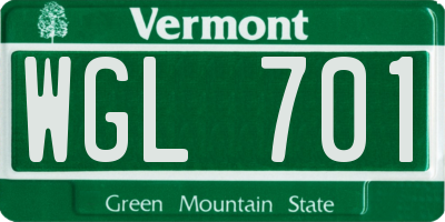 VT license plate WGL701