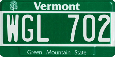 VT license plate WGL702