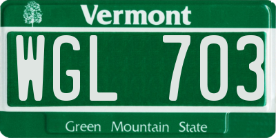 VT license plate WGL703