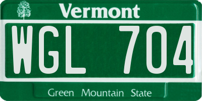 VT license plate WGL704