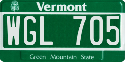 VT license plate WGL705