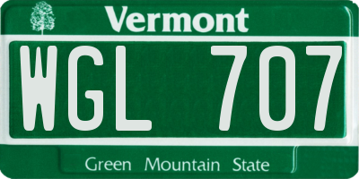 VT license plate WGL707