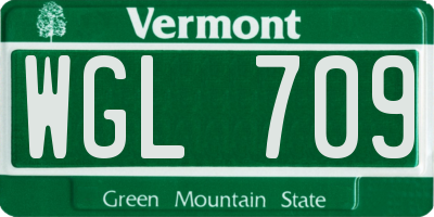 VT license plate WGL709