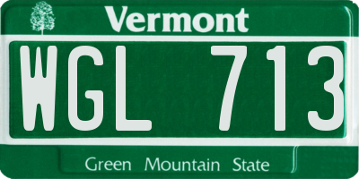 VT license plate WGL713