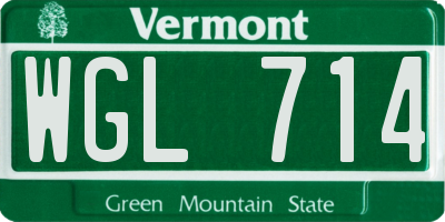 VT license plate WGL714