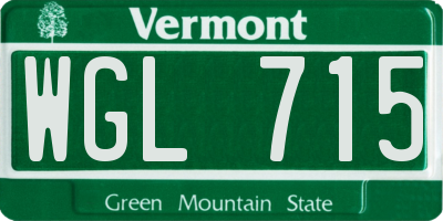VT license plate WGL715