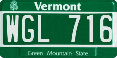 VT license plate WGL716
