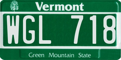 VT license plate WGL718
