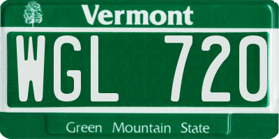 VT license plate WGL720