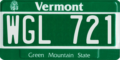 VT license plate WGL721