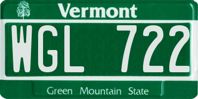VT license plate WGL722
