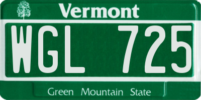 VT license plate WGL725