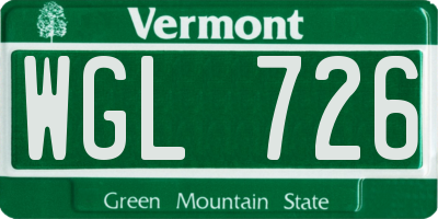 VT license plate WGL726