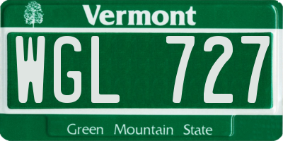 VT license plate WGL727