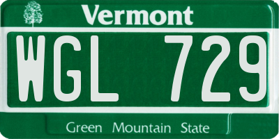 VT license plate WGL729