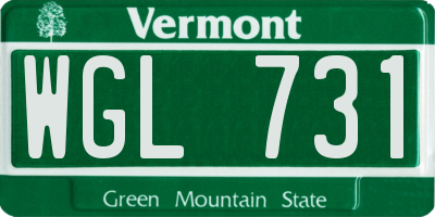 VT license plate WGL731