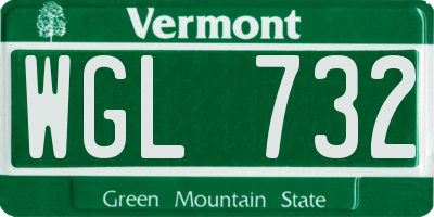 VT license plate WGL732