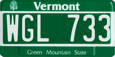 VT license plate WGL733