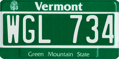 VT license plate WGL734