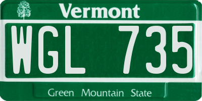 VT license plate WGL735