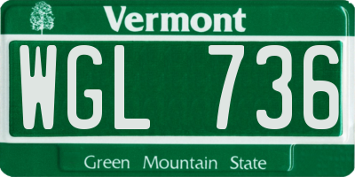 VT license plate WGL736