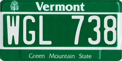 VT license plate WGL738
