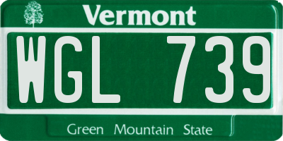 VT license plate WGL739