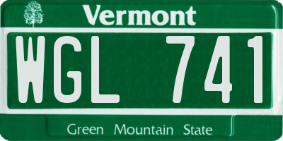 VT license plate WGL741
