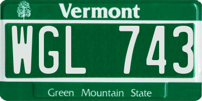 VT license plate WGL743