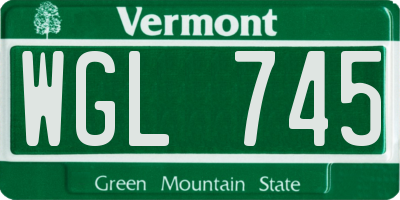 VT license plate WGL745