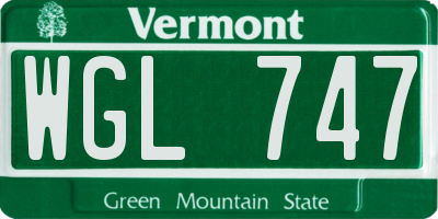 VT license plate WGL747