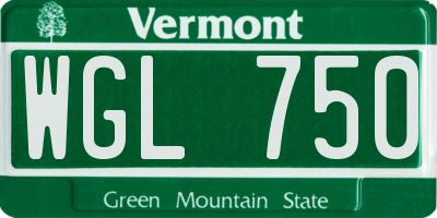 VT license plate WGL750