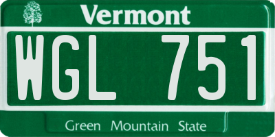 VT license plate WGL751