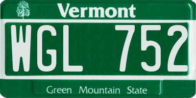 VT license plate WGL752