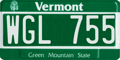 VT license plate WGL755