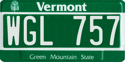 VT license plate WGL757