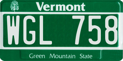 VT license plate WGL758